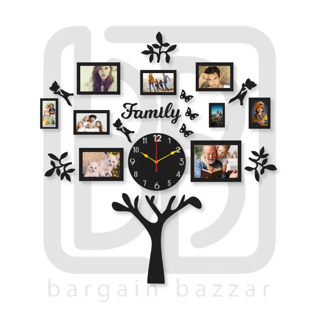 3D Wooden Family Wall Clock